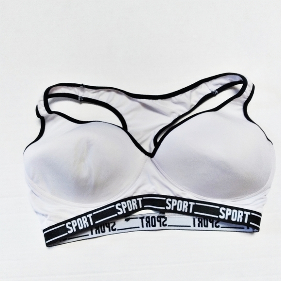 Bodyform Lightly Padded White & Black Sports Bra - Picture 1 of 7